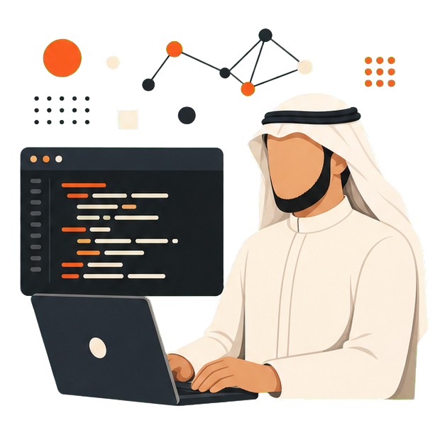 Arab developer generating and reviewing a safe code patch